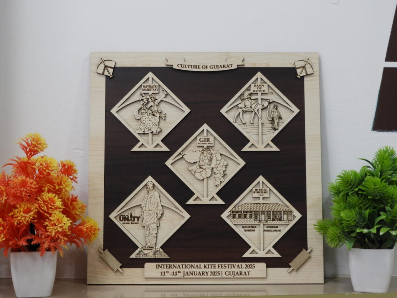 Culture of Gujarat MDF Wall Art – Traditional Kite Festival Design